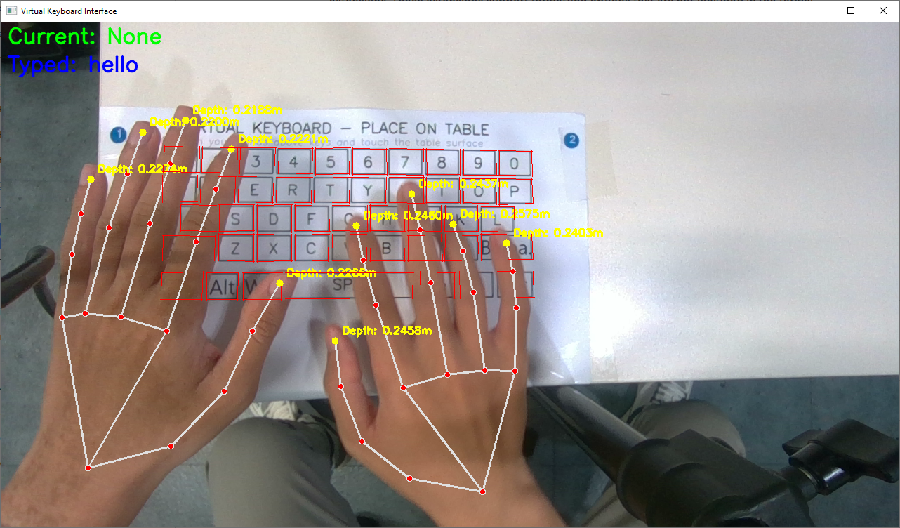 VR Keyboard Demo — Real-time fingertip contact detection with depth estimation