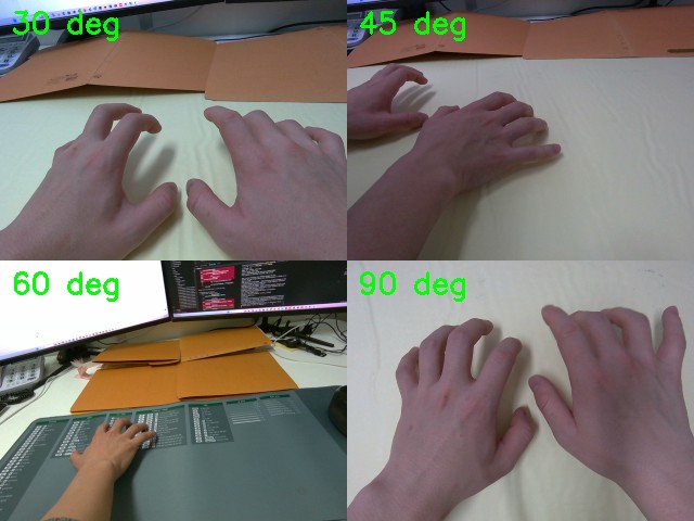 Dataset samples at 30, 45, 60, and 90 degree camera angles